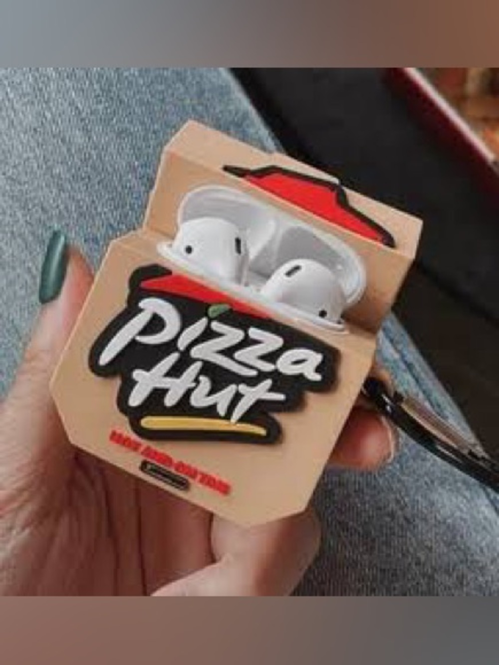 Pizza Hut Beige Silicone AirPods Case with Keyring